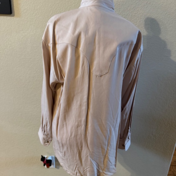 Men's Stubbs Western Wear Pale Peach Banded Collar Long Sleeve Shirt Sz M - Picture 7 of 10